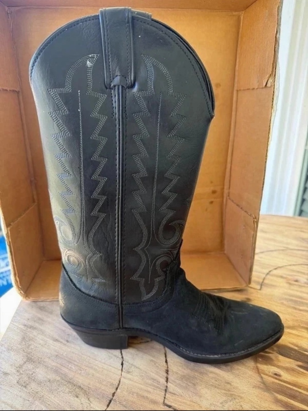 Women's Black Western Leather Heeled Boots